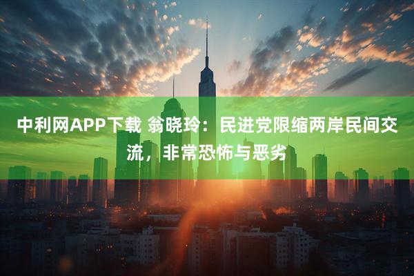 中利网APP下载 翁晓玲：民进党限缩两岸民间交流，非常恐怖与恶劣